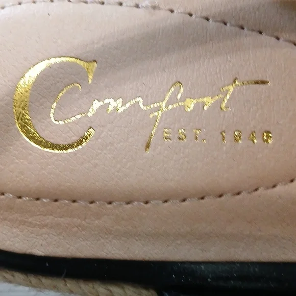 Comfort Est 1945 Black Jeweled Strap Espadrille Wedge Sandals Sz 8M NWT - Picture 10 of 12